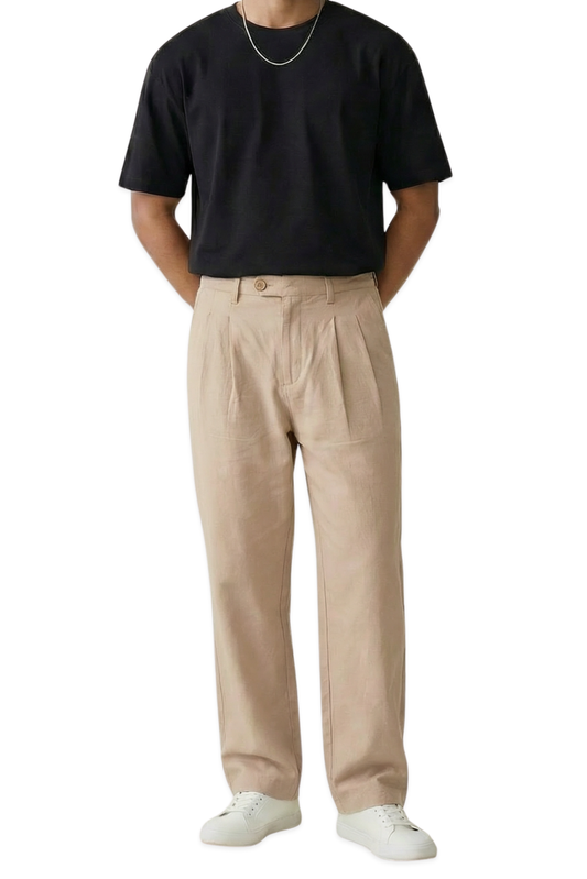 Linen Relaxed Fit Pant – Soft Beige