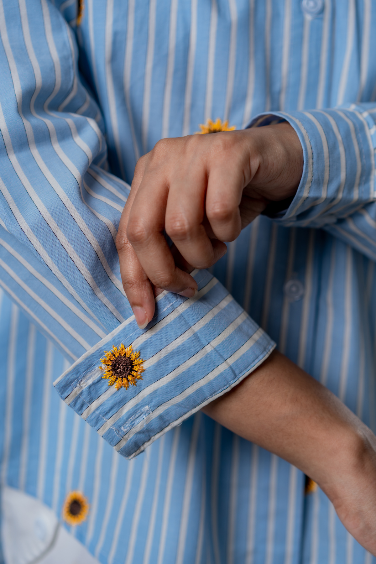 The Bumblebee & Sunflower Embroidered Striped Shirt
