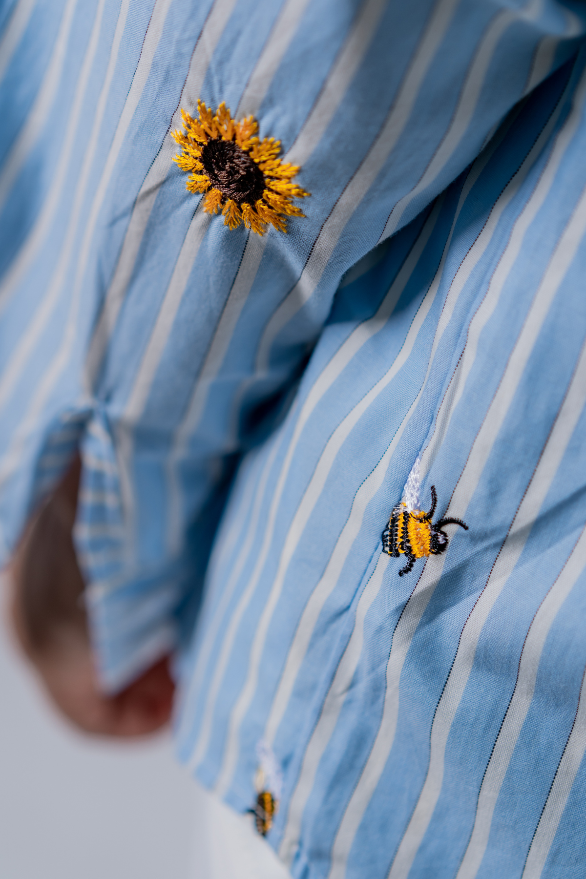 The Bumblebee & Sunflower Embroidered Striped Shirt