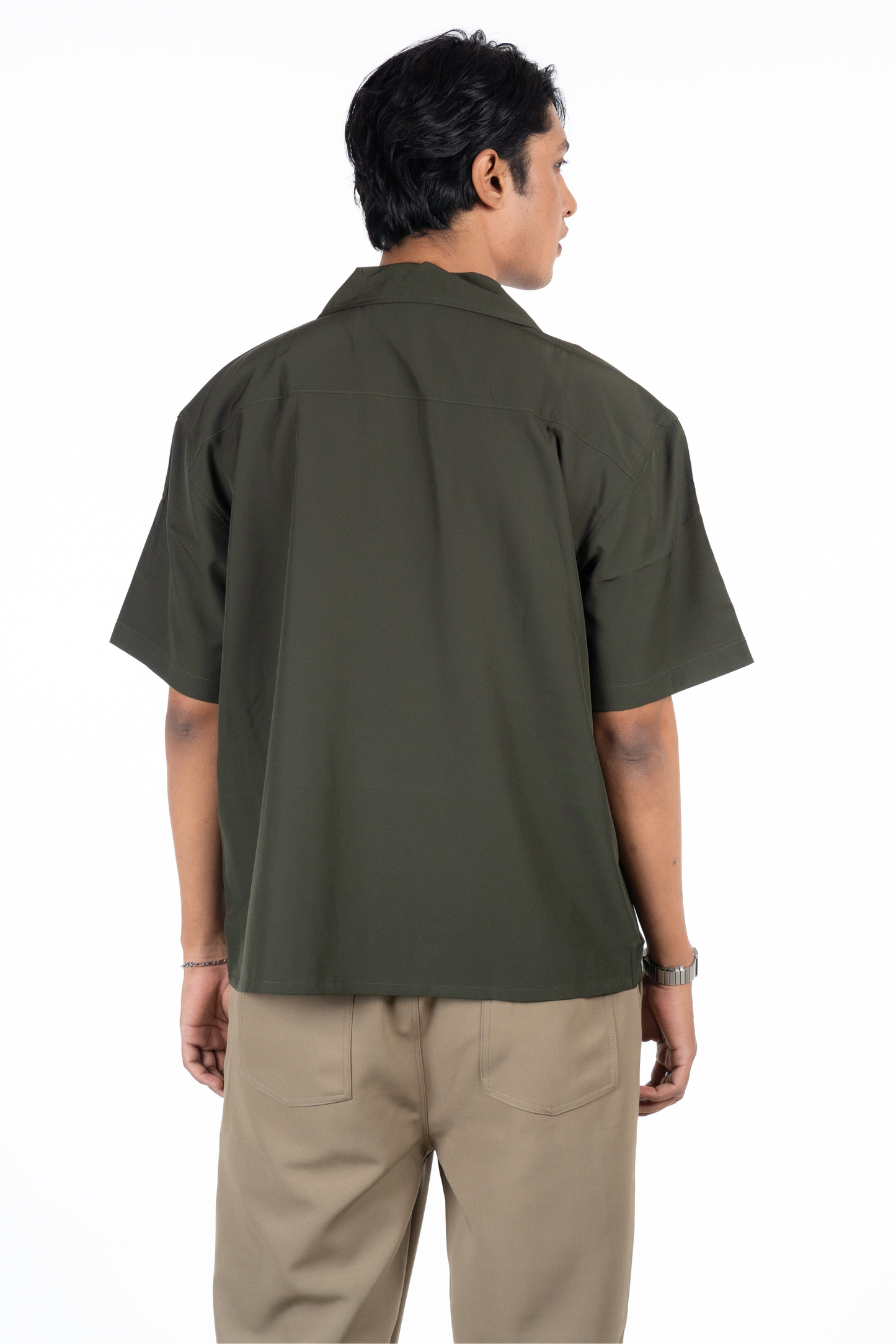 Embroidery Cuban Shirts — Olive