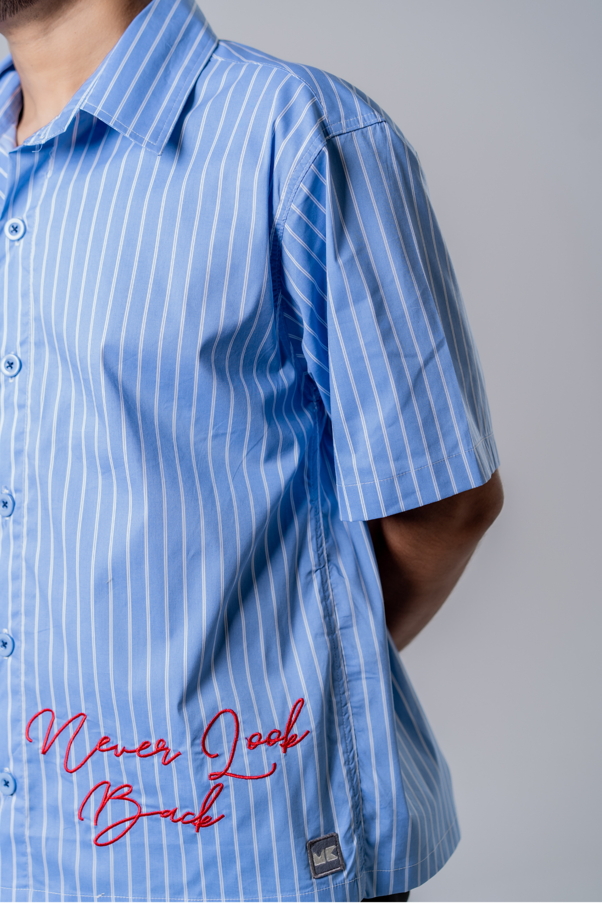 Embroidery Blue Stripe Shirt – Stay Mad