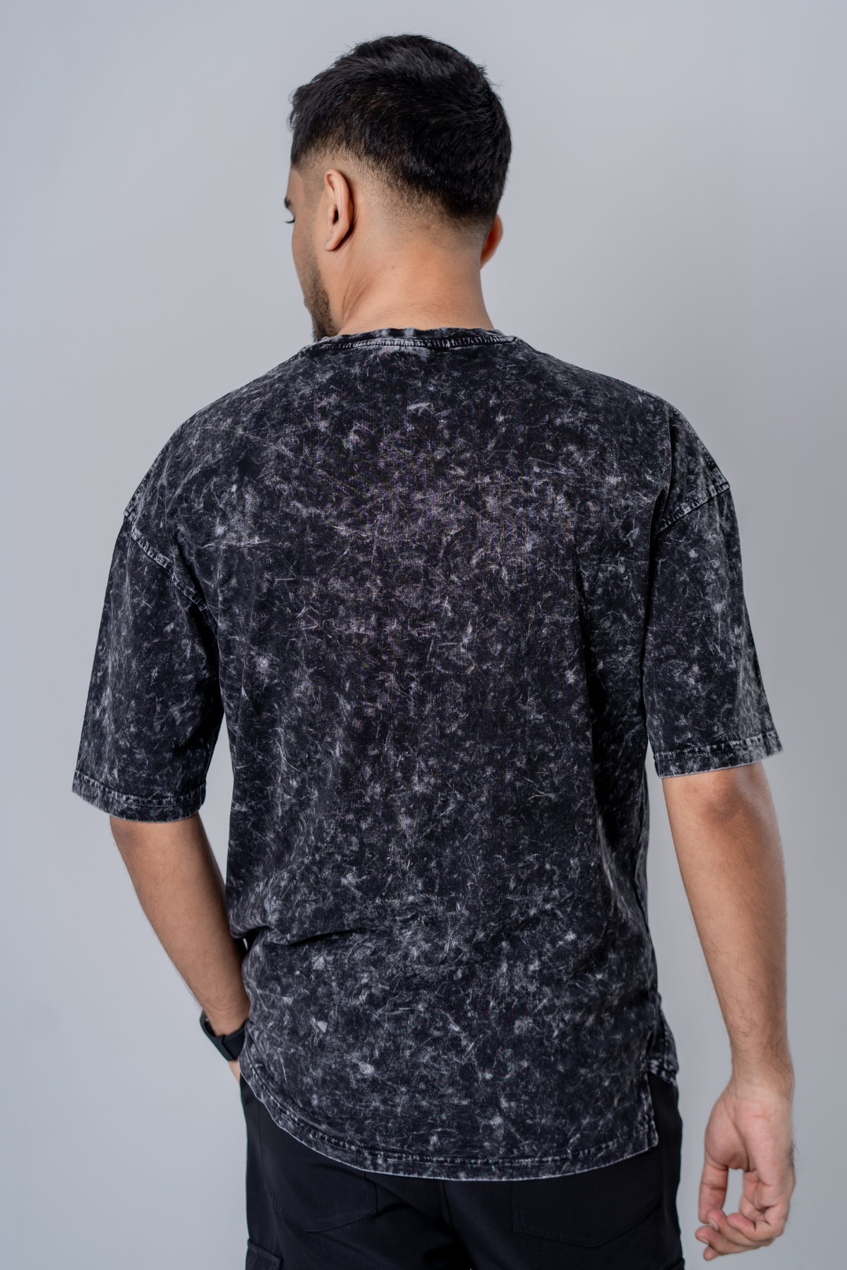 Faded-Acid Oversized Tee - Black