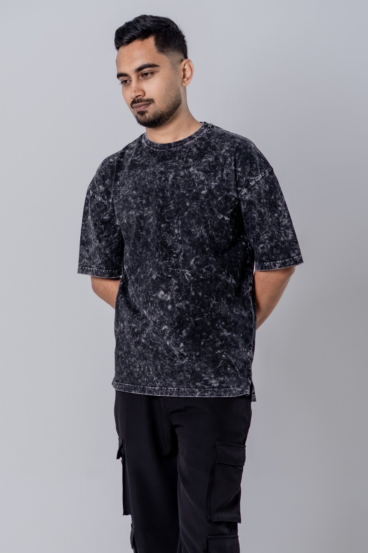 Faded-Acid Oversized Tee - Black