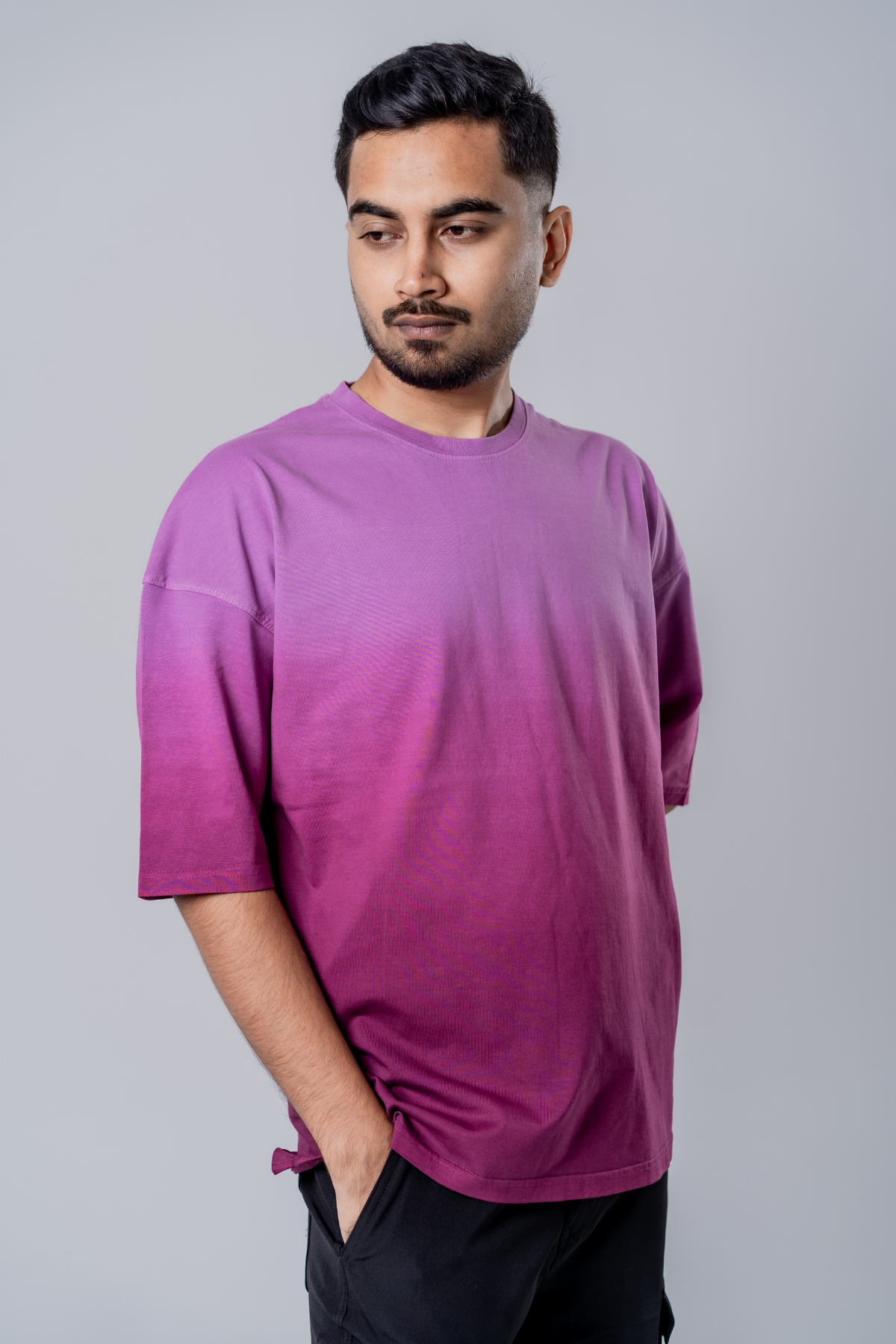Dip-Dye Oversized Tee - Berry Brew Gradient