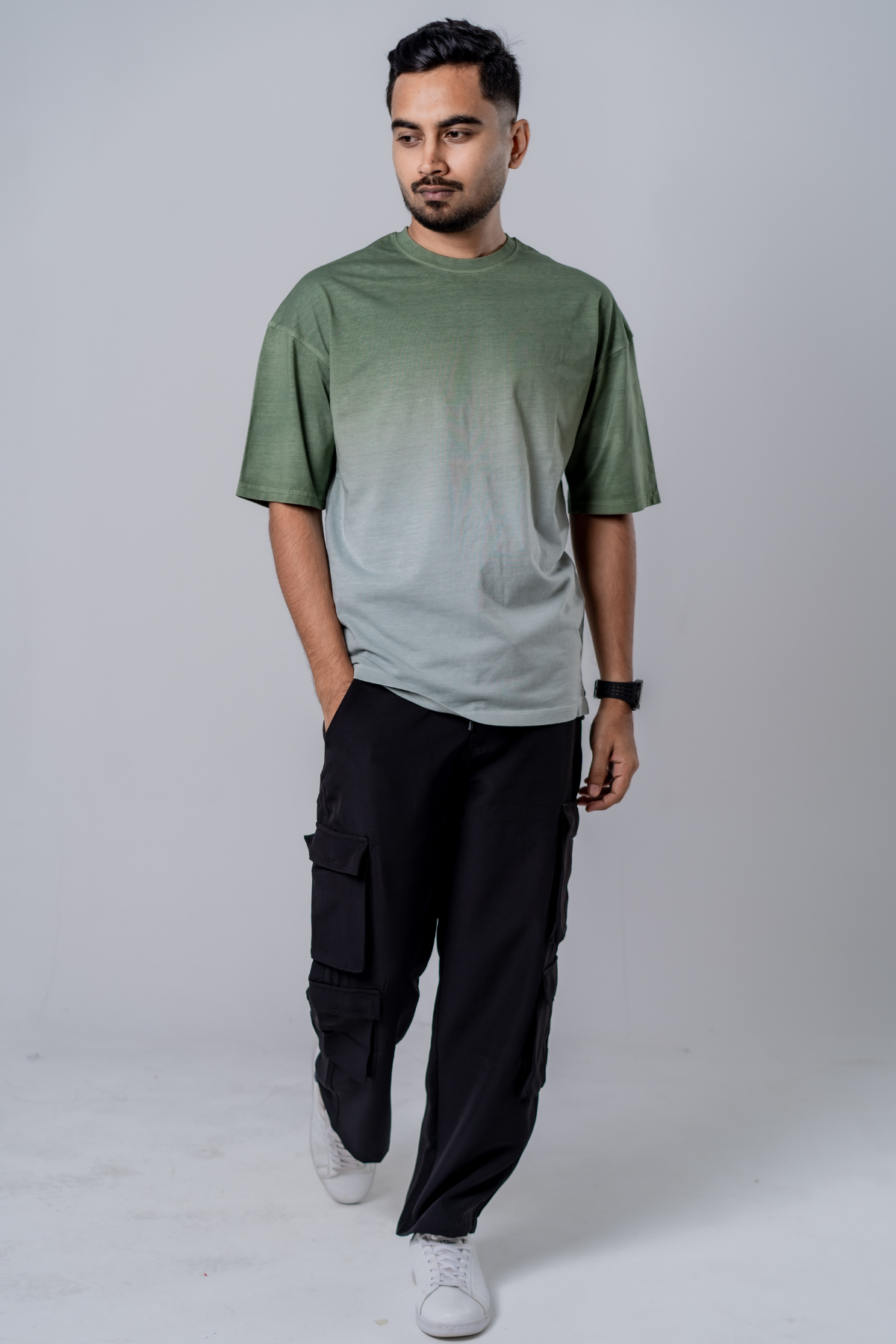 Dip-Dye Oversized Tee - Matcha Gradient