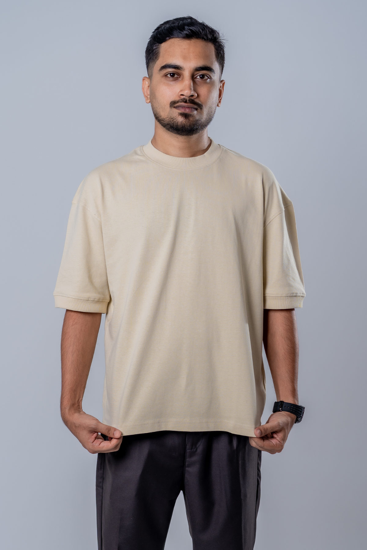 Heavyweight Streetwear Oversized T-shirt - Beige