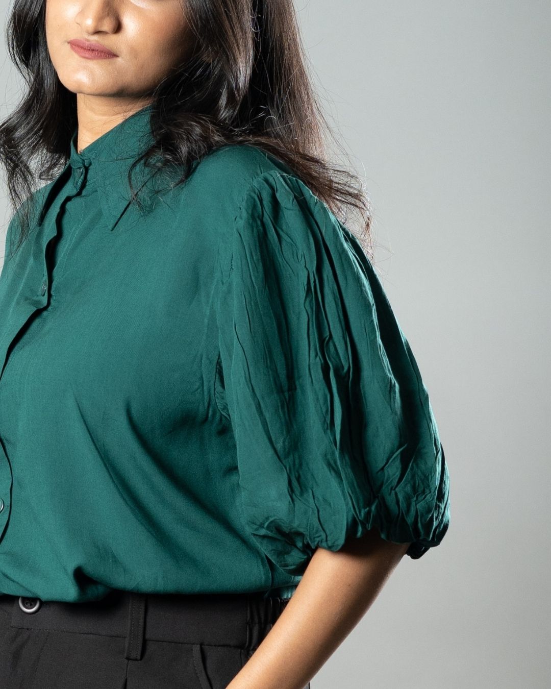 Airy Drapes Shirt Top for Women – Forest