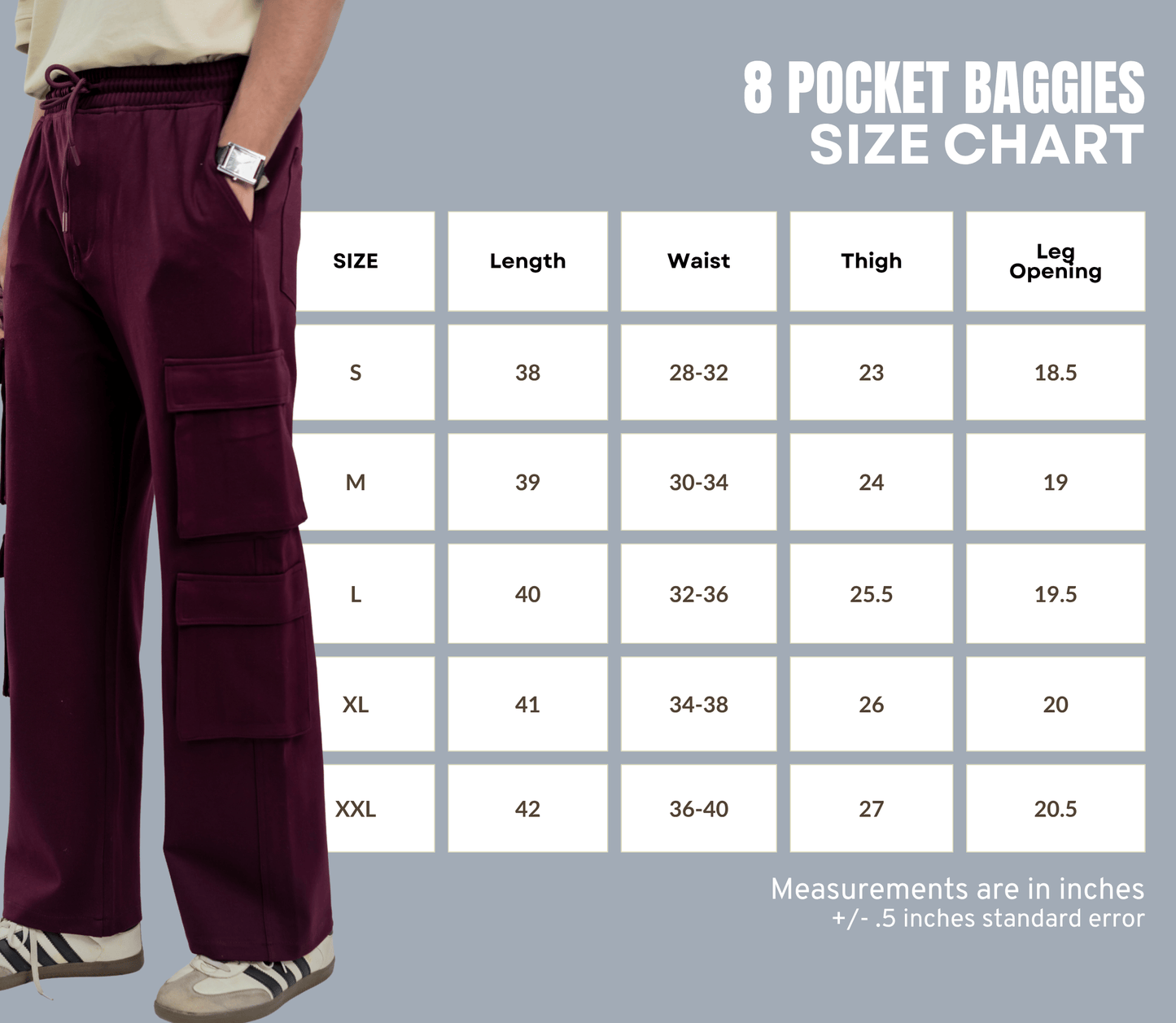 Mad Koffee 4 Way Stretch 8 Pocket Baggies - Deep Maroon