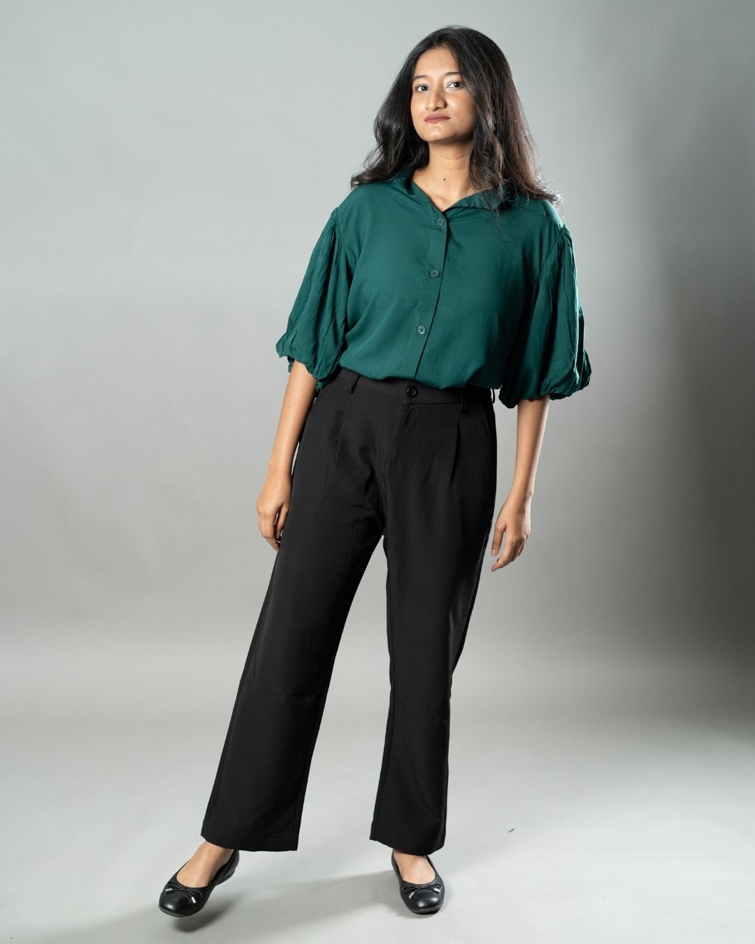 Airy Drapes Shirt Top for Women – Forest