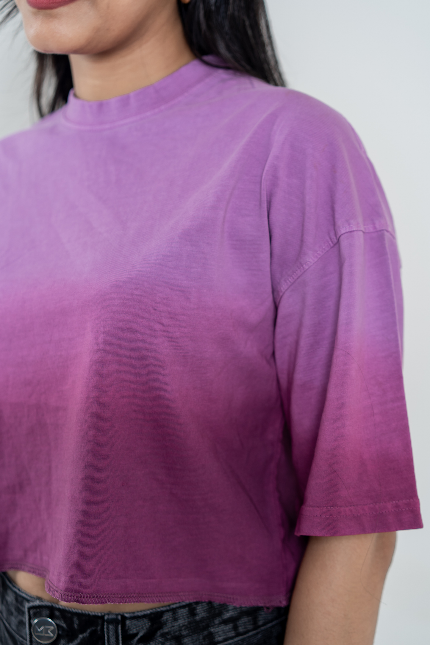 Women’s Short Pour Acid Wash Tee – Berry Brew Gradient