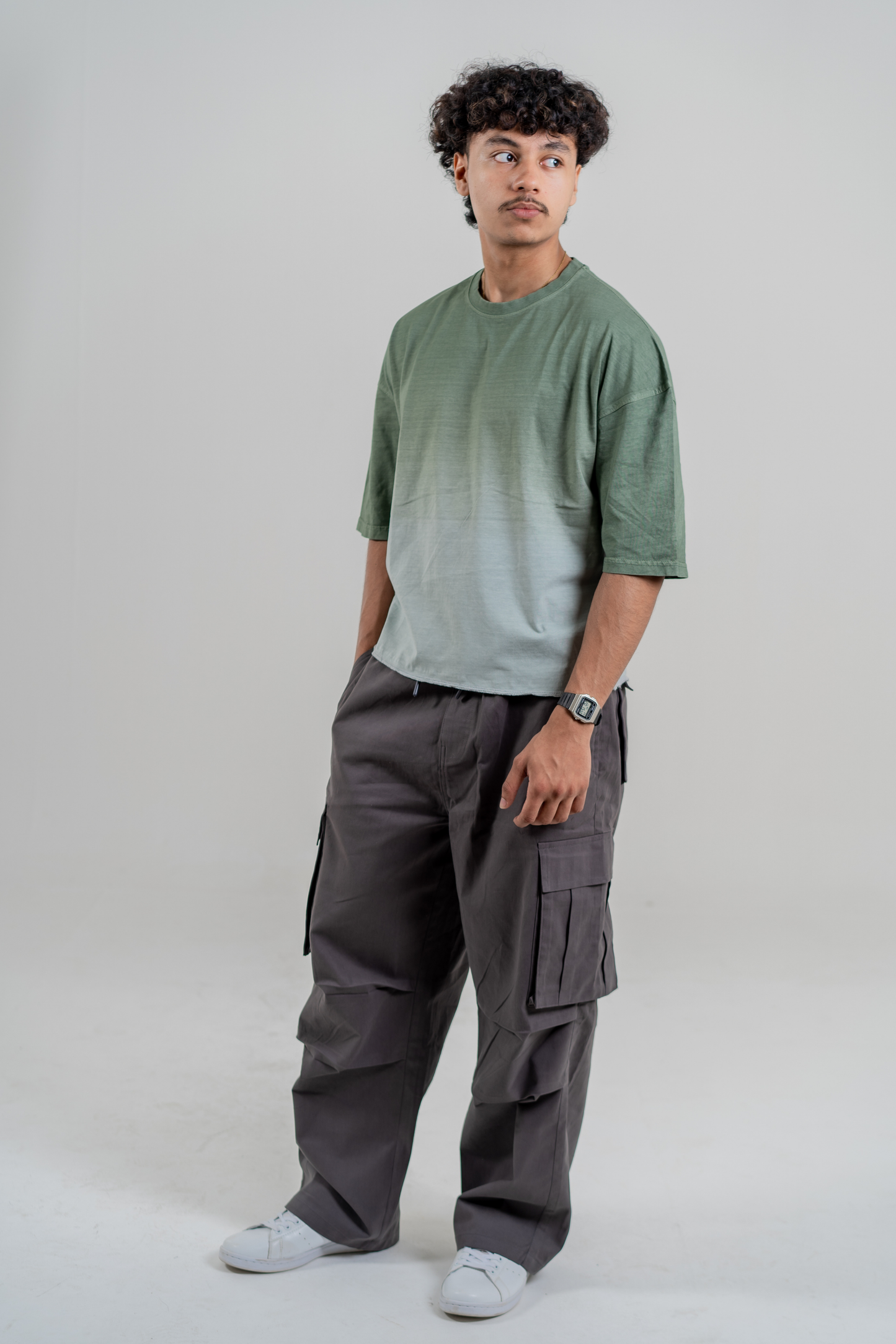 Men’s Full Pour Acid Wash Tee – Matcha Gradient