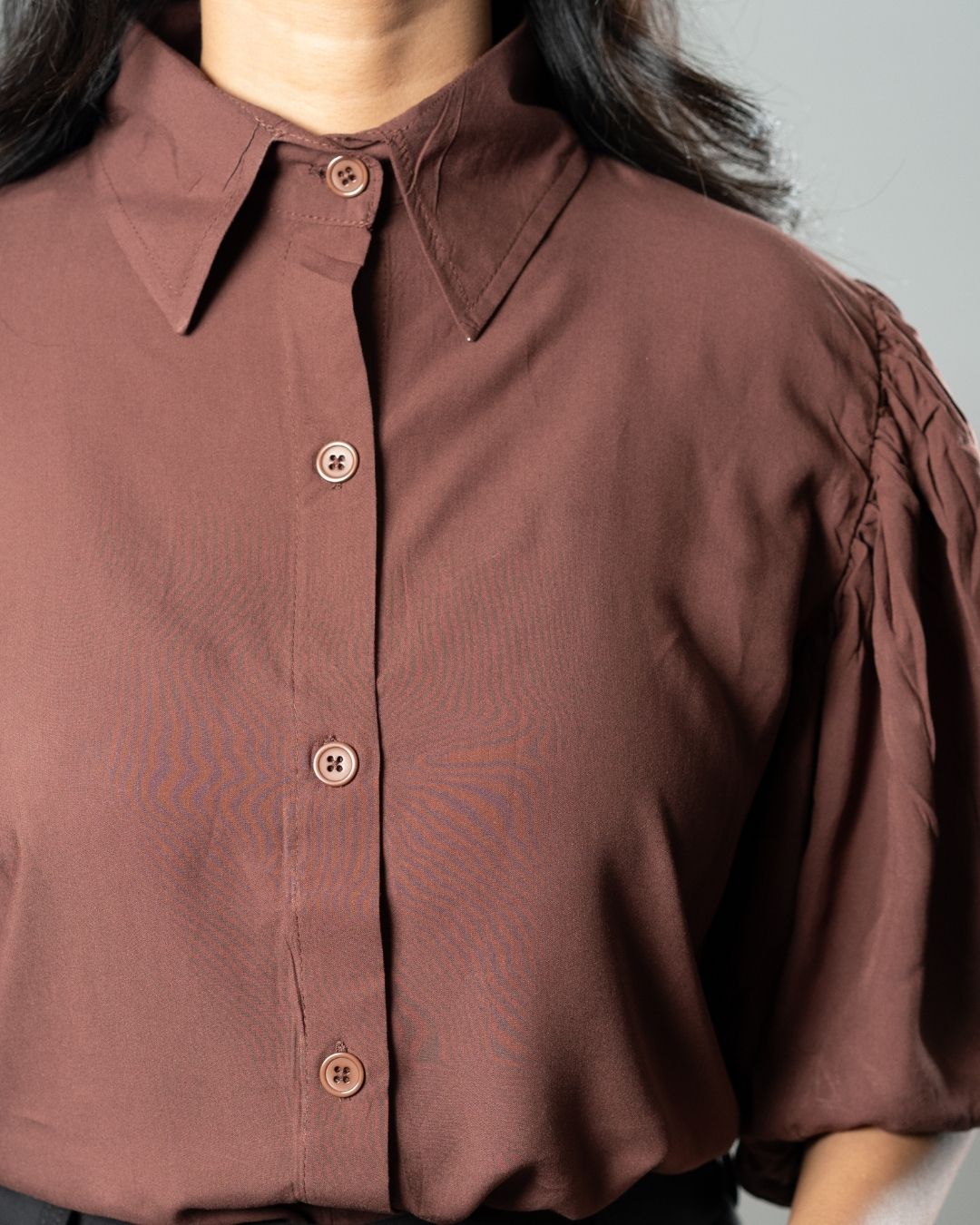 Airy Drapes Shirt Top for Women – Rust