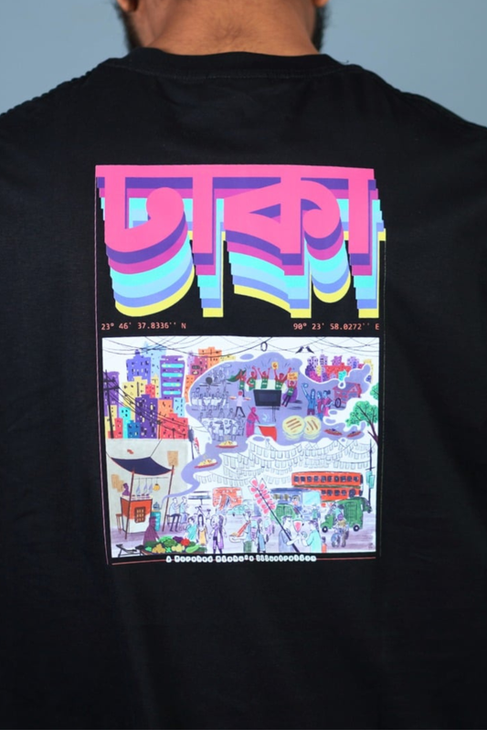 ঢাকা - Dhaka- Printed Oversized Drop Shoulder T-shirt