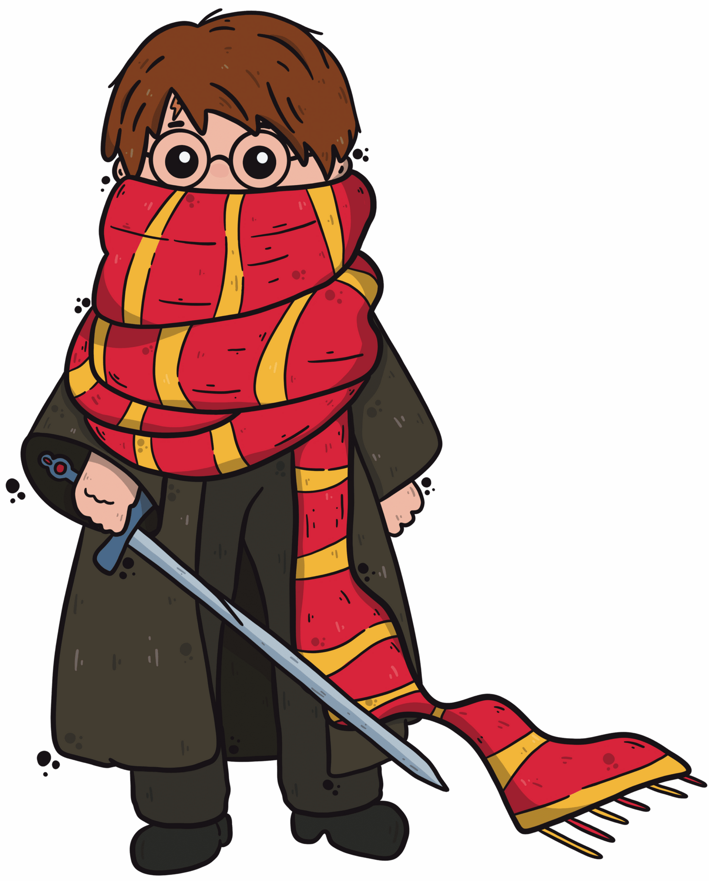 Harry Potter Cute Cartoon Style Portrait Oversized Drop Shoulder T-shirt