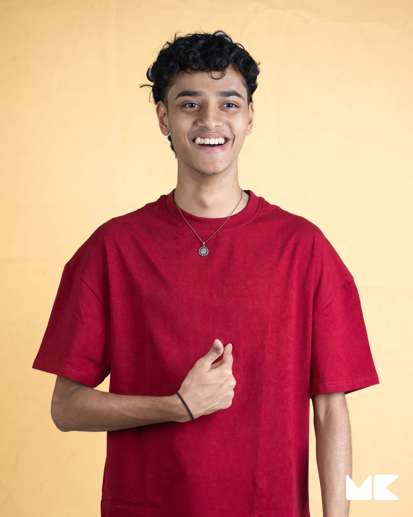 Solid Burgundy Oversized Drop Shoulder T-Shirt for Men | Comfortable Cotton Fabric | Mad Koffee Fashion