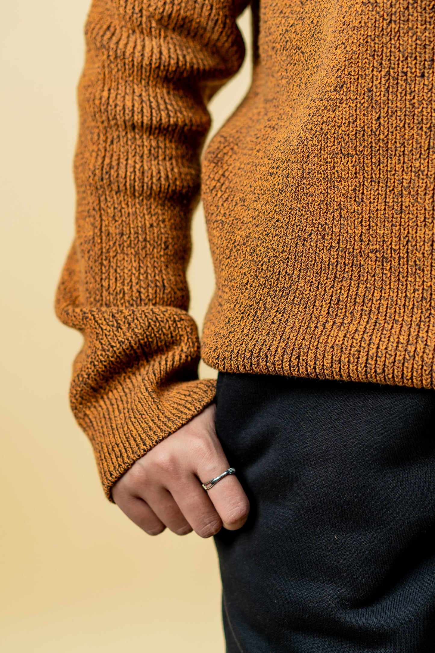 Wool Half Zipper Sweater: Mustard