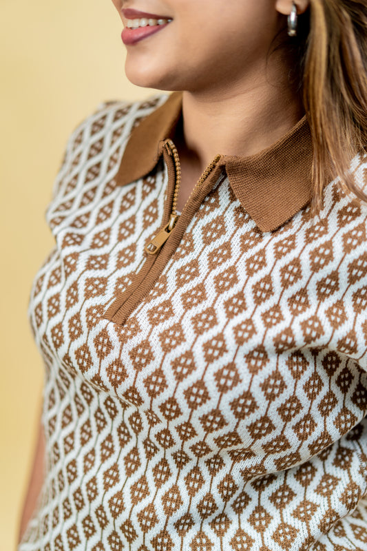 Vintage Knit Zip Polo Sweater