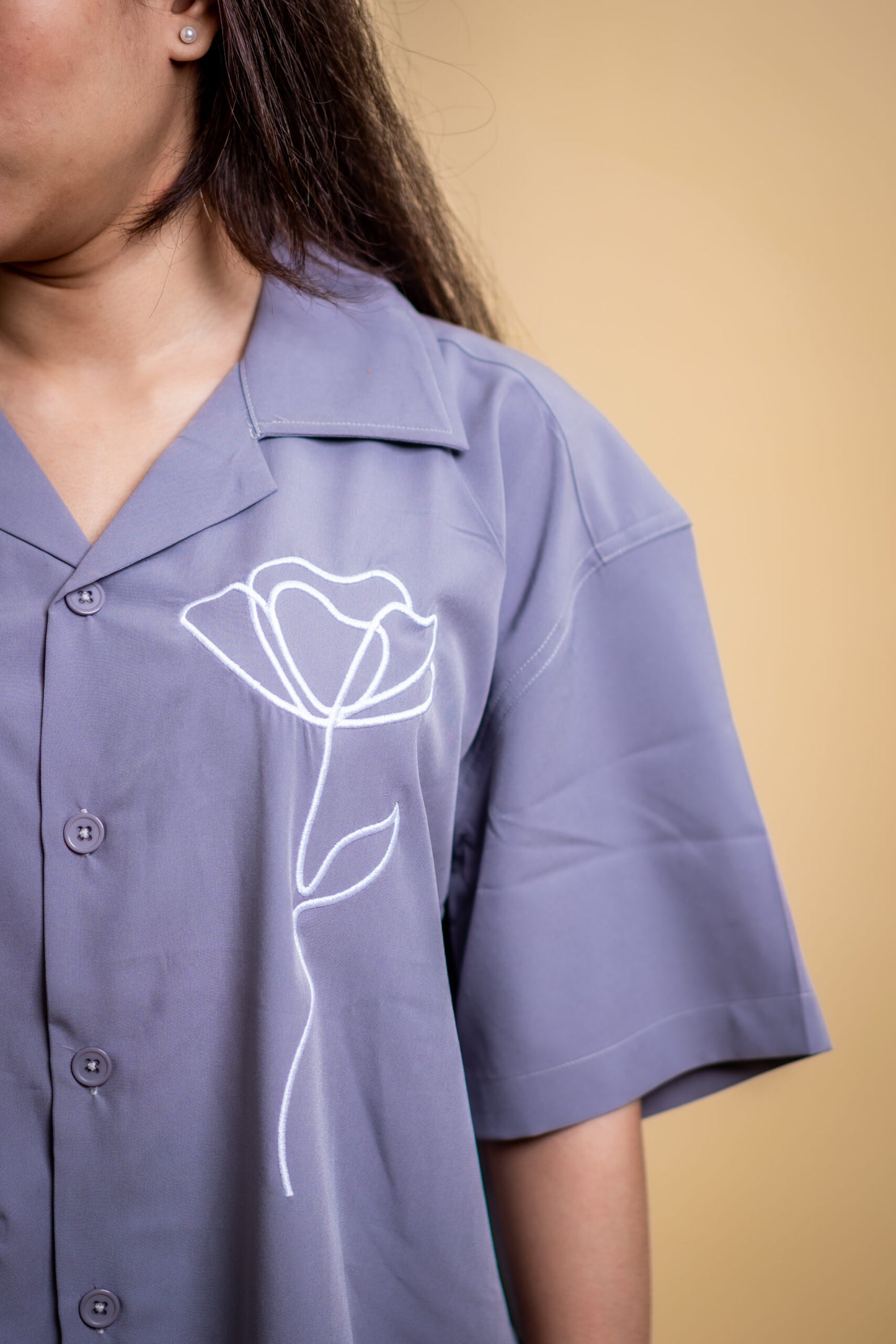 Embroidery Cuban Shirts — Grey