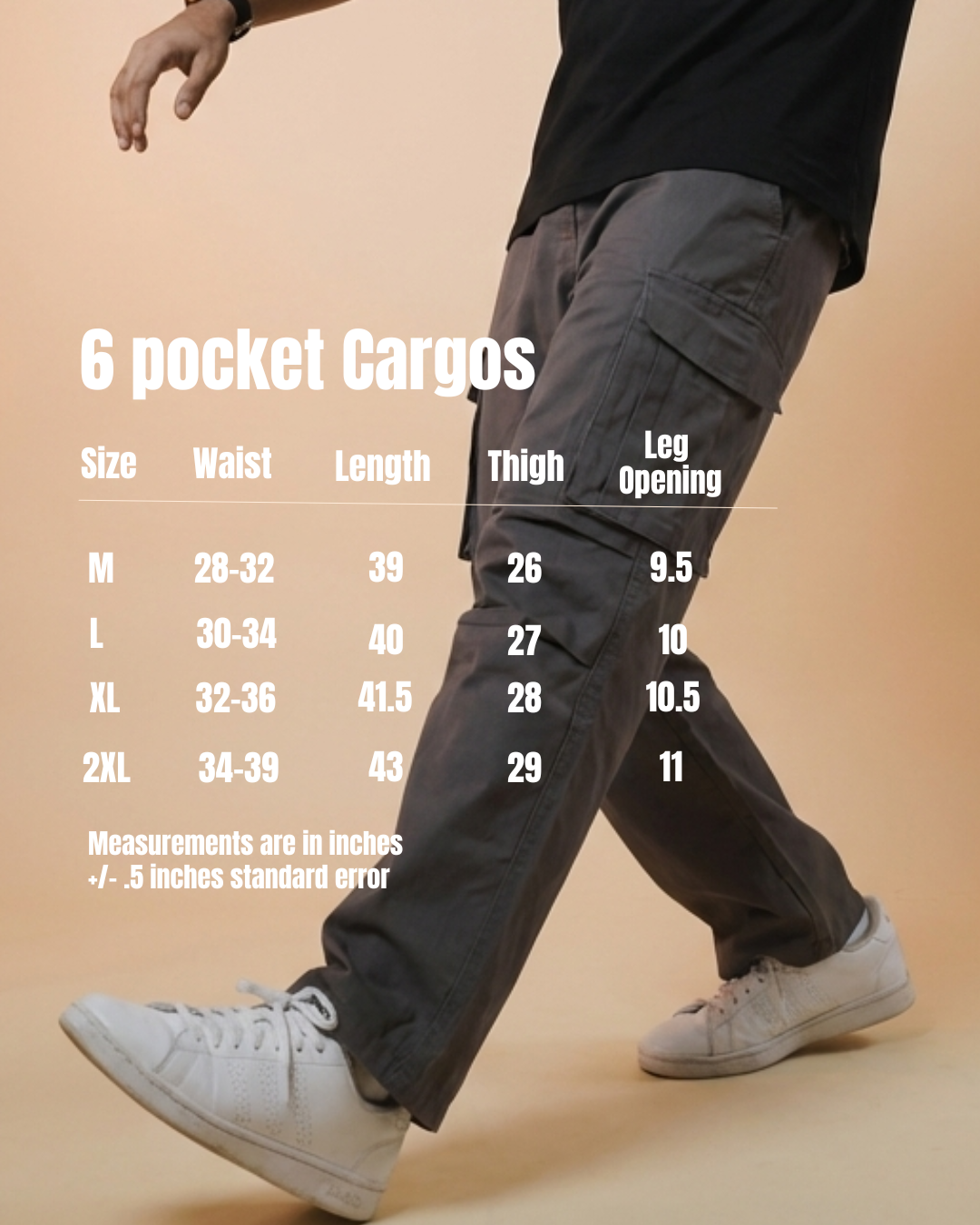 6 pocket Cargos -Grey