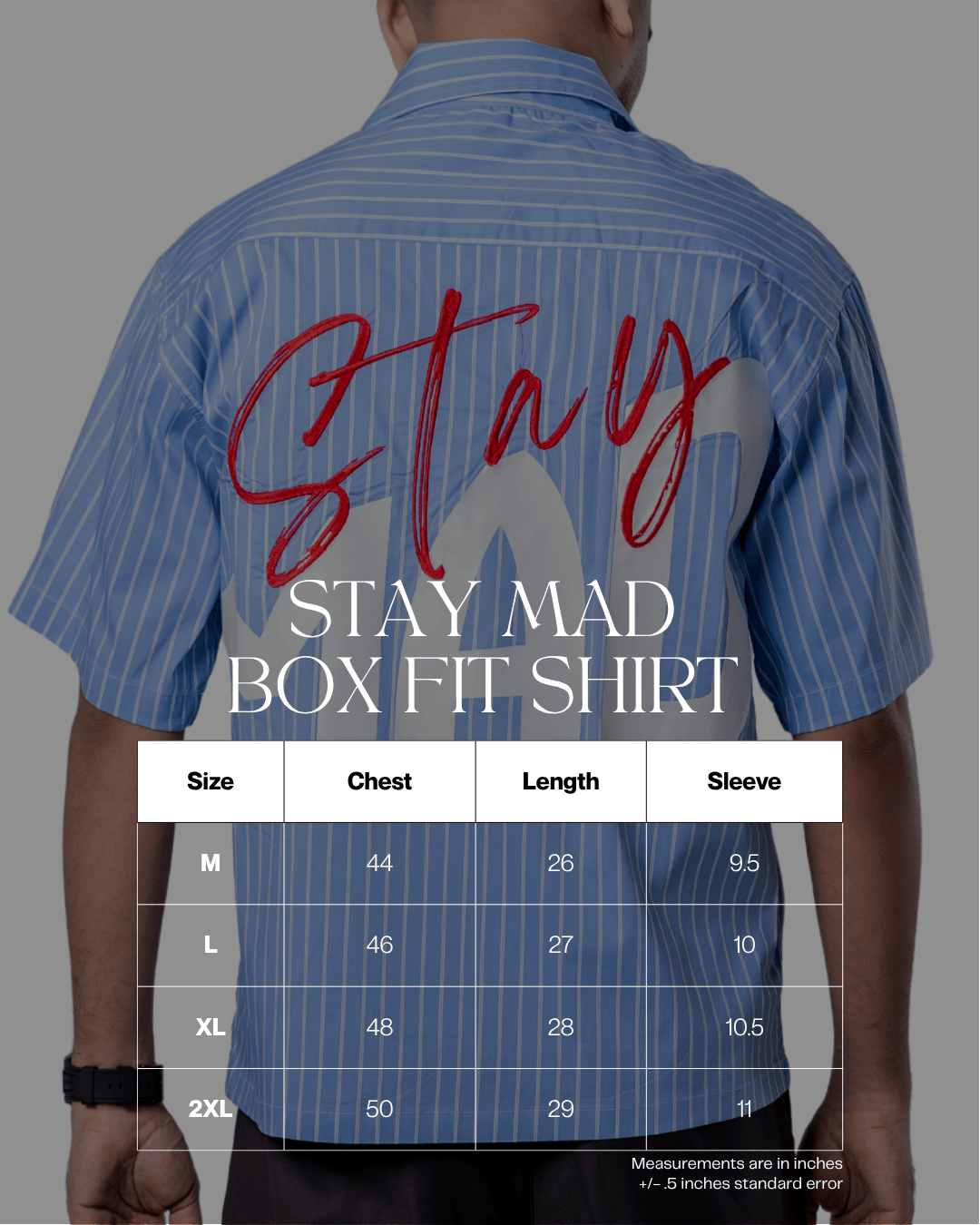 Mad Koffee Embroidery Blue Stripe Shirt – Stay Mad