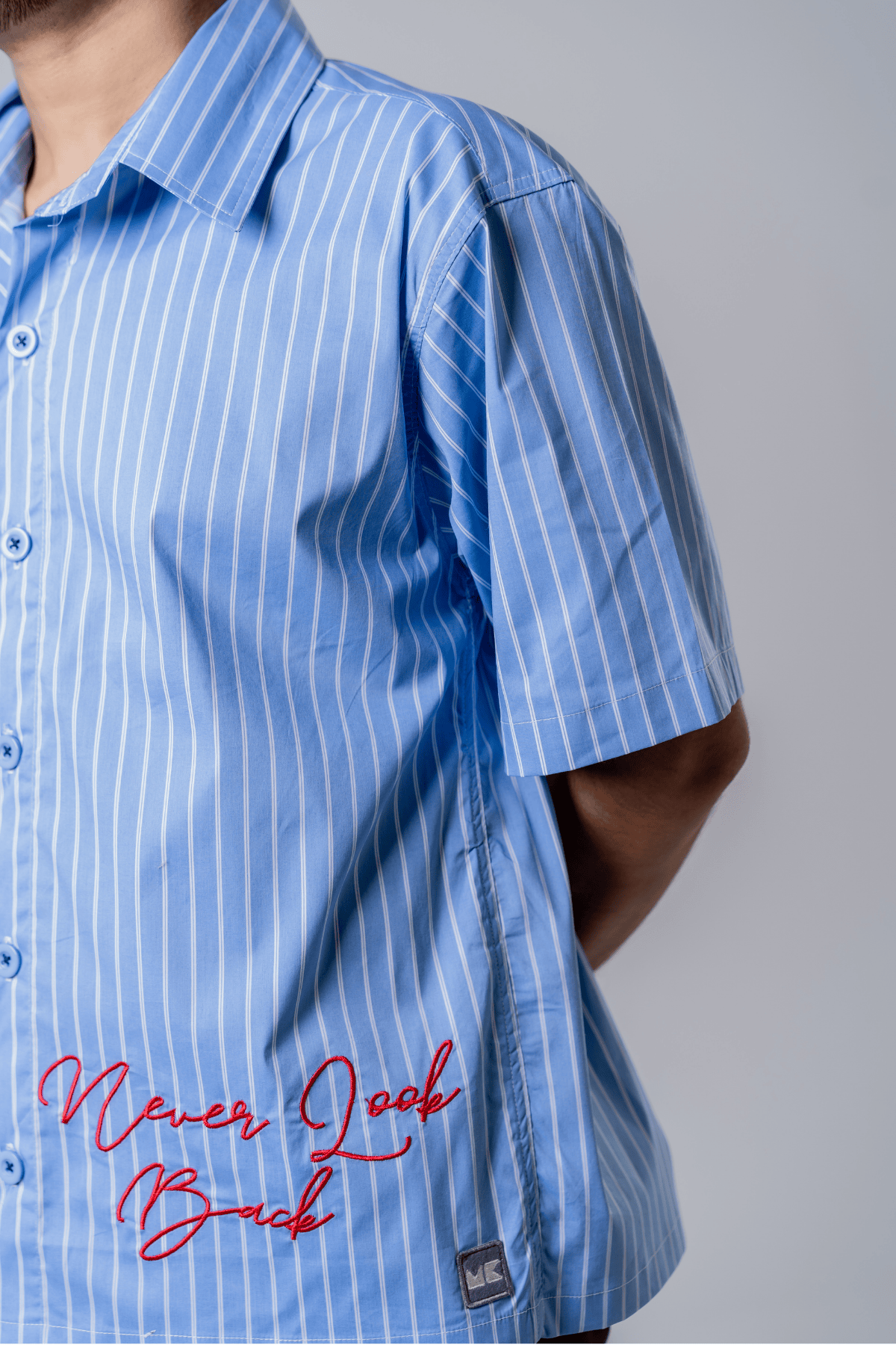 Mad Koffee Embroidery Blue Stripe Shirt – Stay Mad