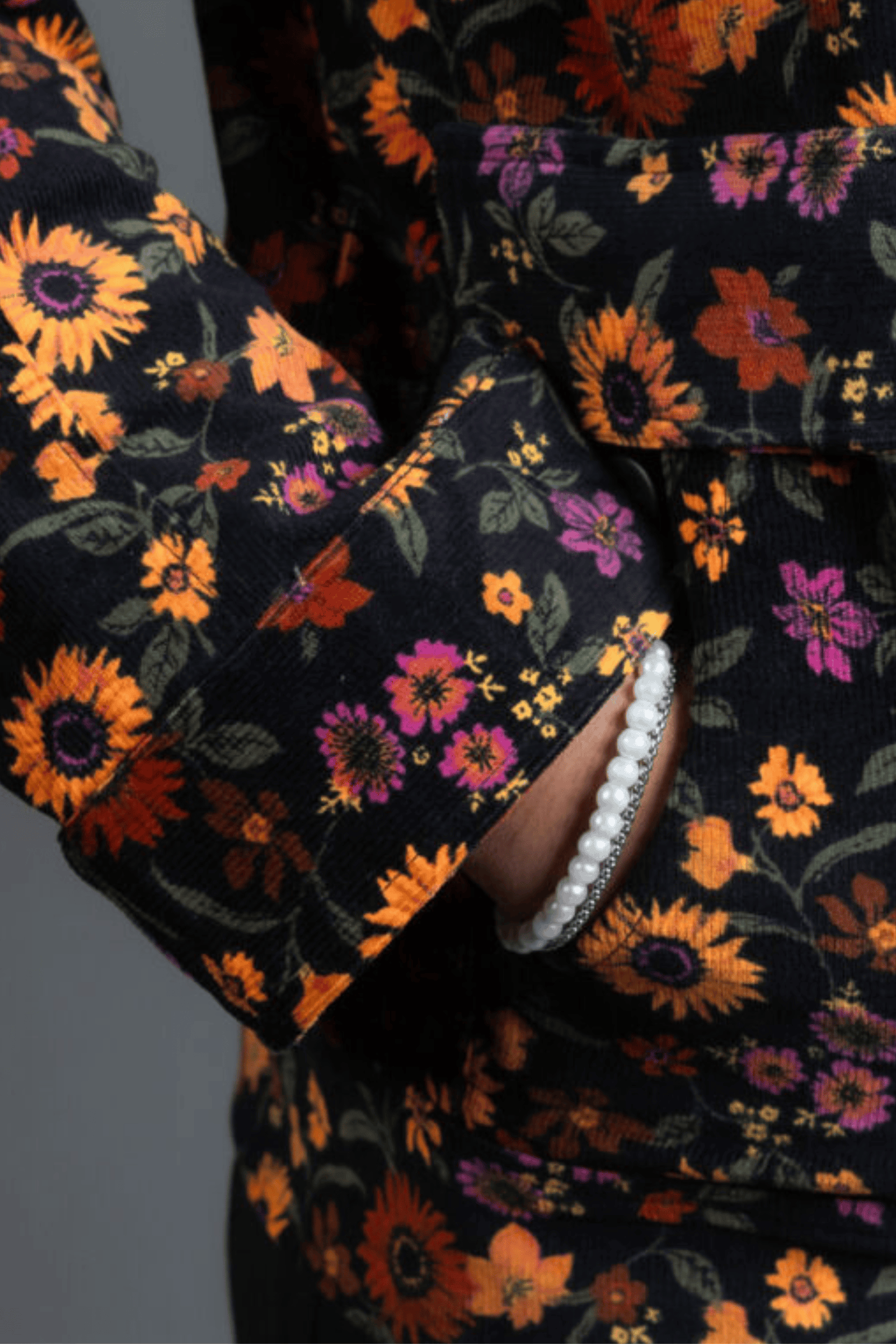 Mad Koffee Floral Cord Jacket Floral Jacket with Pockets