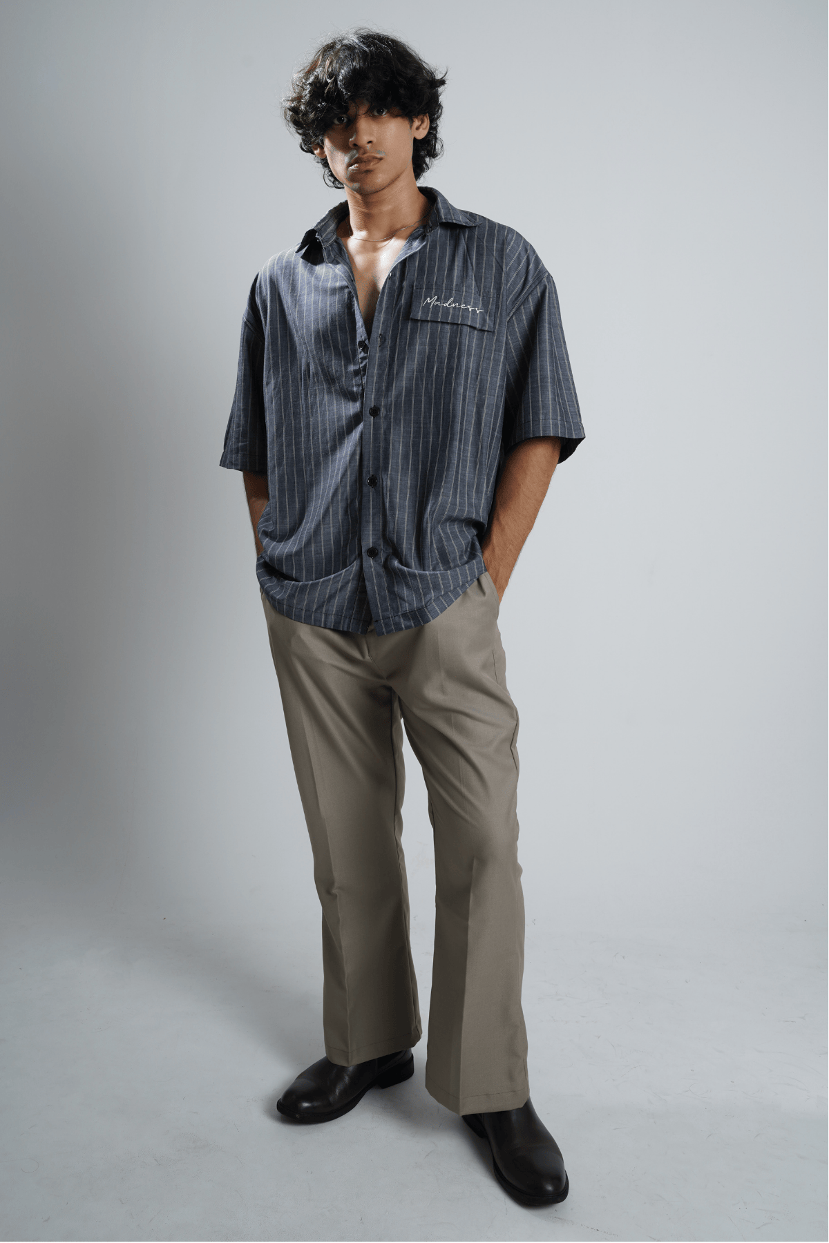 Mad Koffee Shirts Charcoal Blue Pinstripe