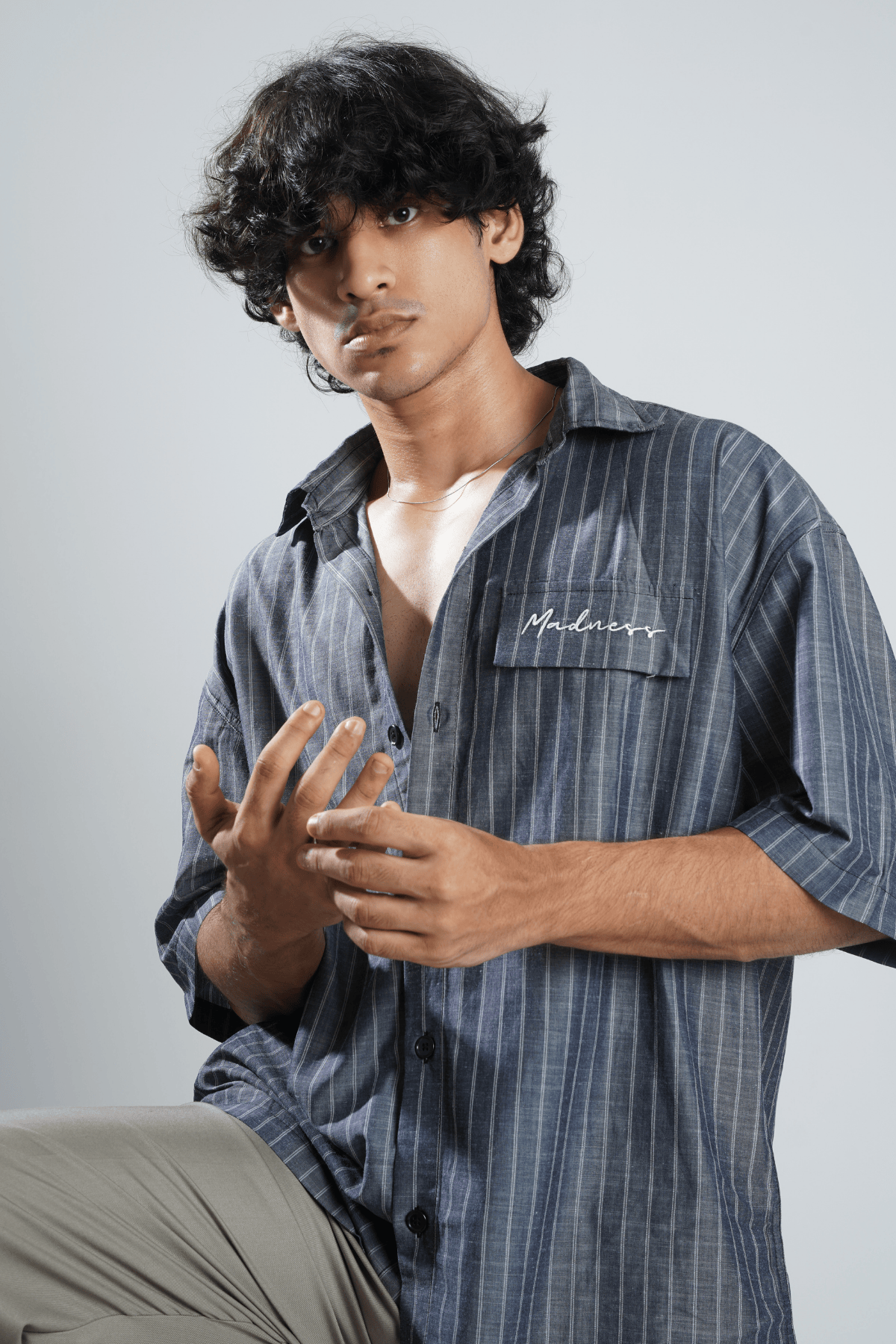Mad Koffee Shirts Charcoal Blue Pinstripe