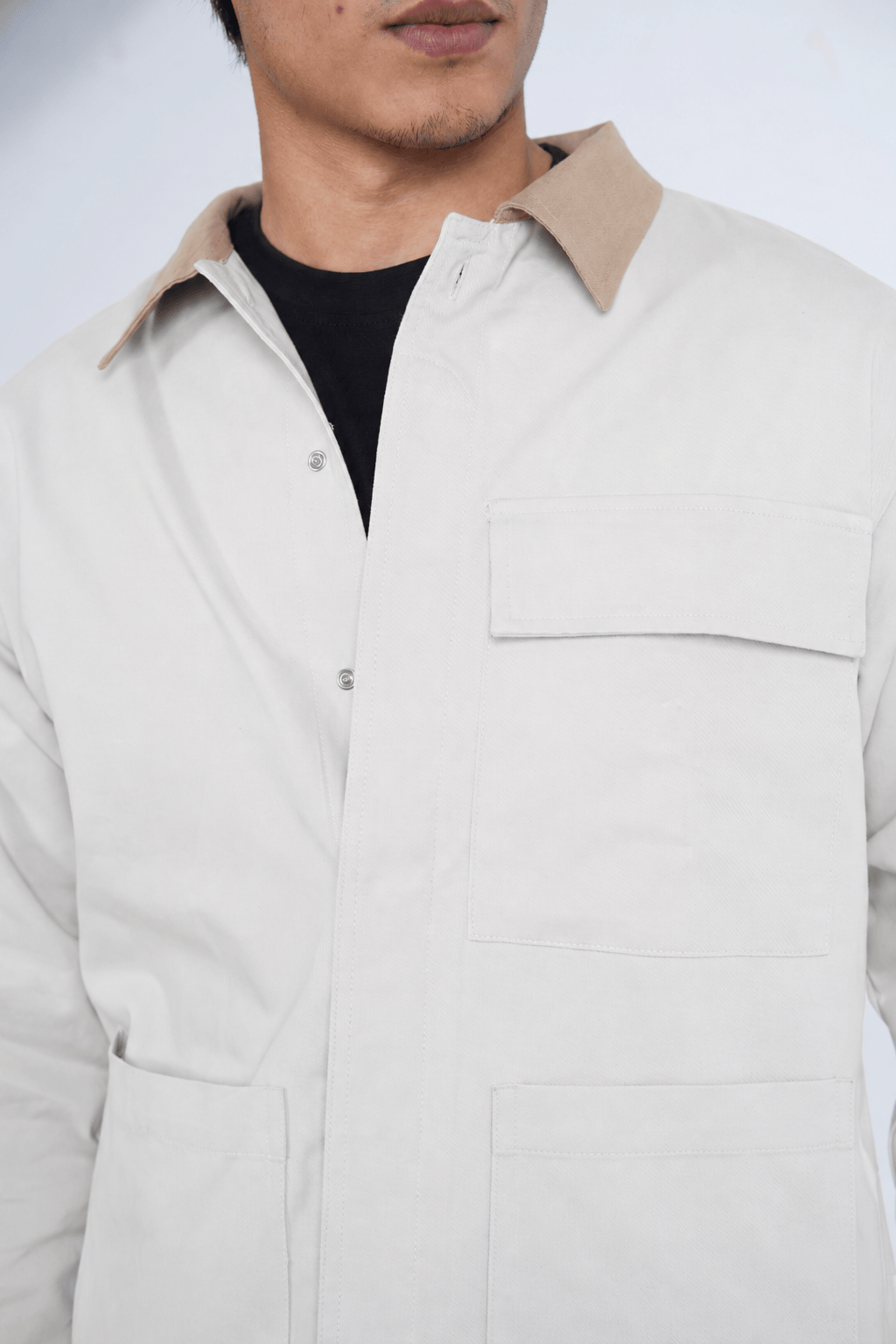 Mad Koffee Shirts Contrast Overshirt - Ivory White