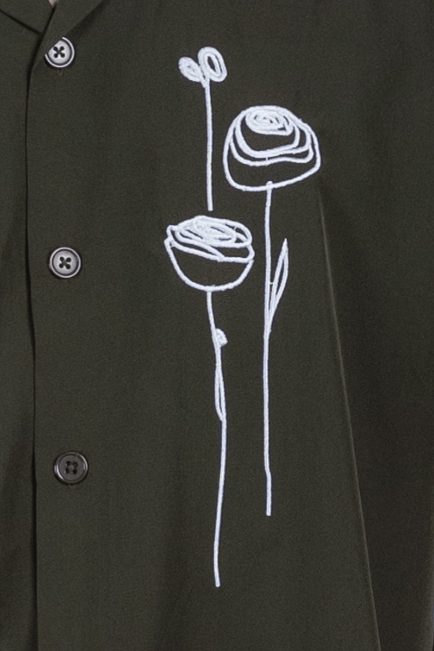 Mad Koffee Shirts Embroidery Cuban Shirts — Olive