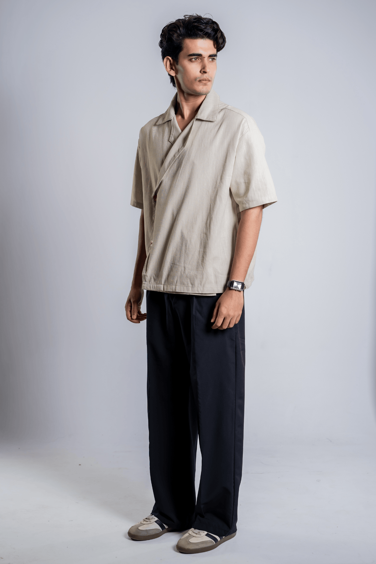 Mad Koffee Shirts Remi Cotton Open Collar Shirt - Muted Taupe