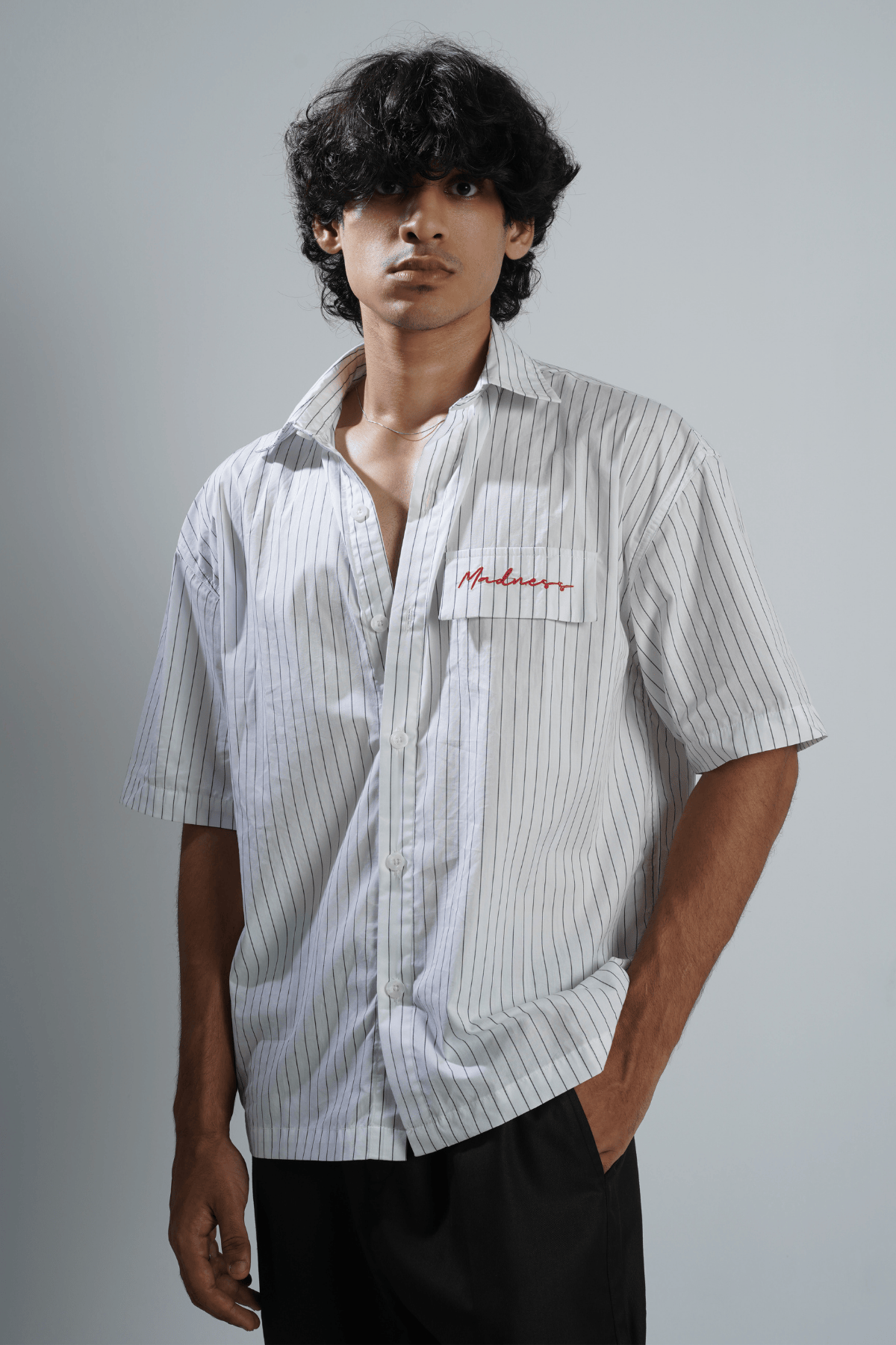 Mad Koffee Shirts White & Black Pinstripe