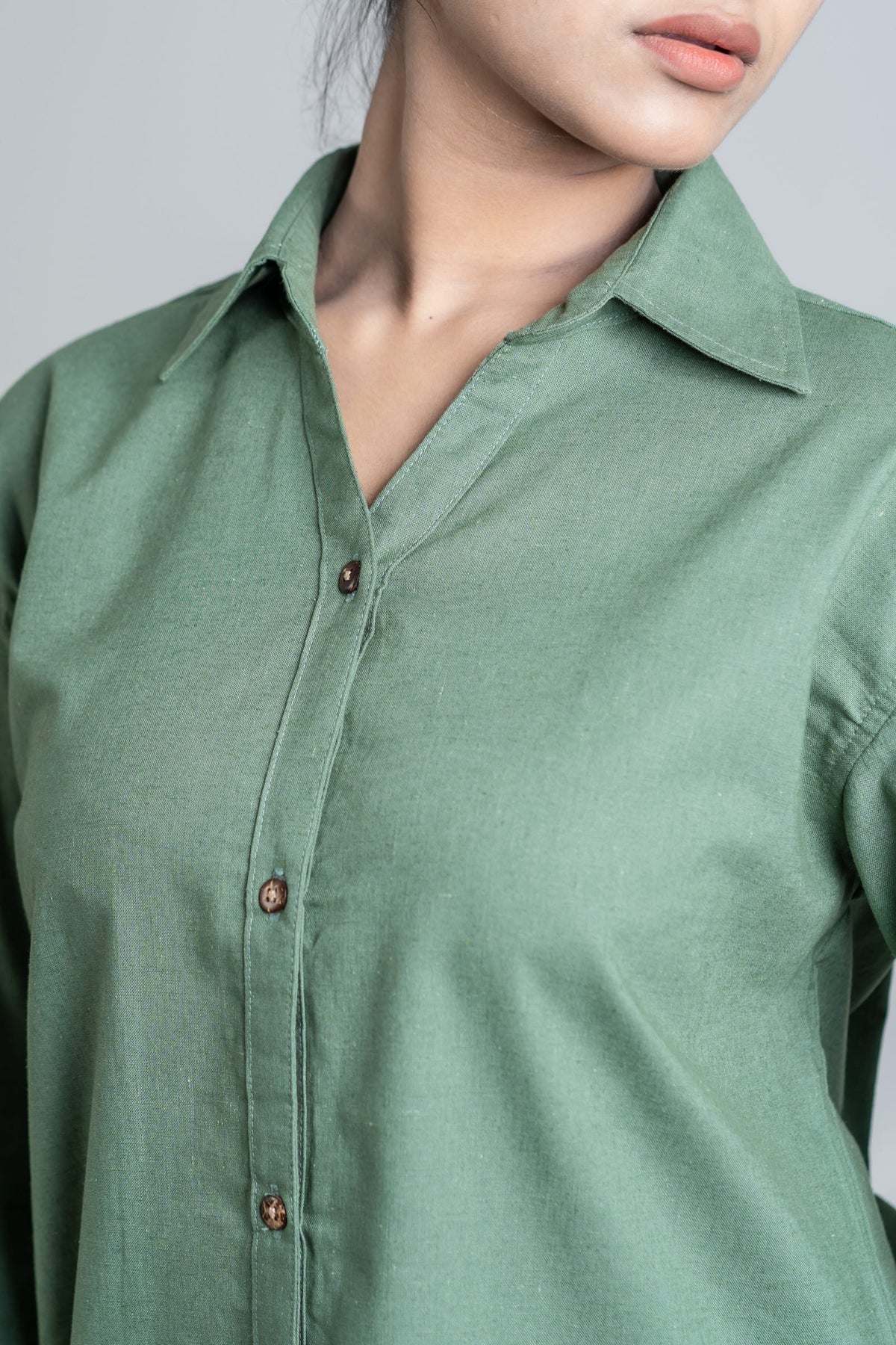 Mad Koffee Shirts Women’s V-Neck Long Shirt - Bottle Green