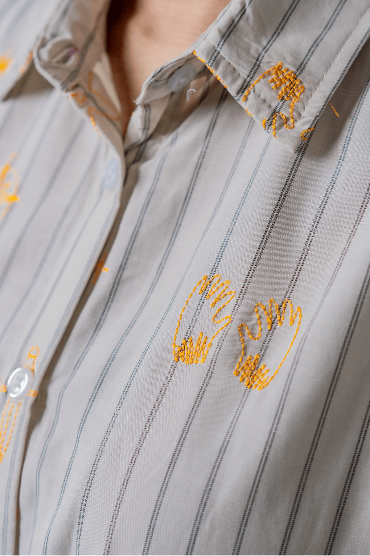 Mad Koffee The Cartographer Embroidered Striped Shirt
