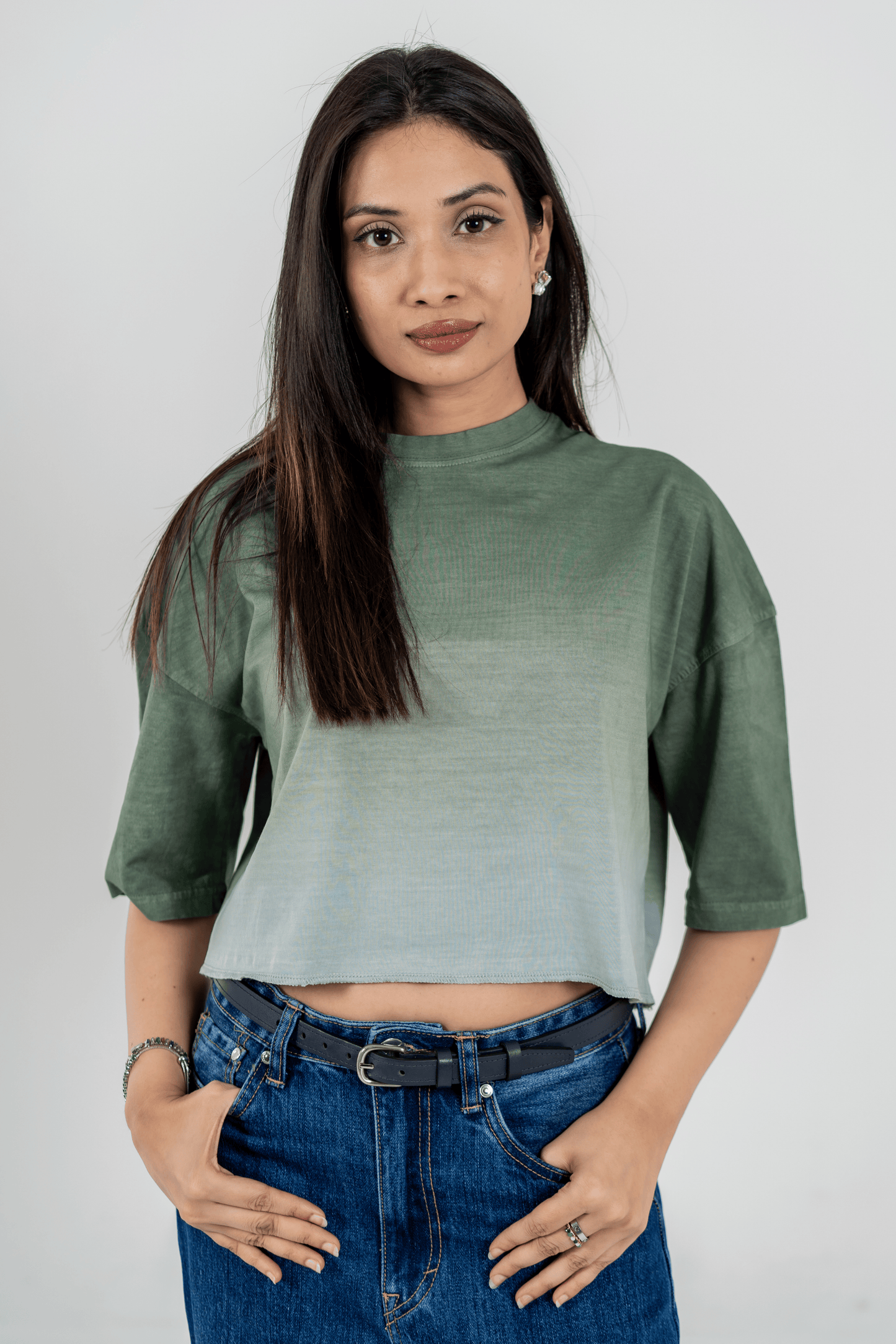 Mad Koffee Women’s Short Pour Acid Wash Tee – Matcha Gradient