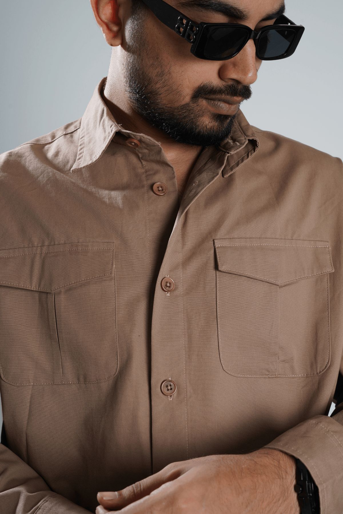 Mad Koffee Double Pocket Overshirt - Peanut Brown