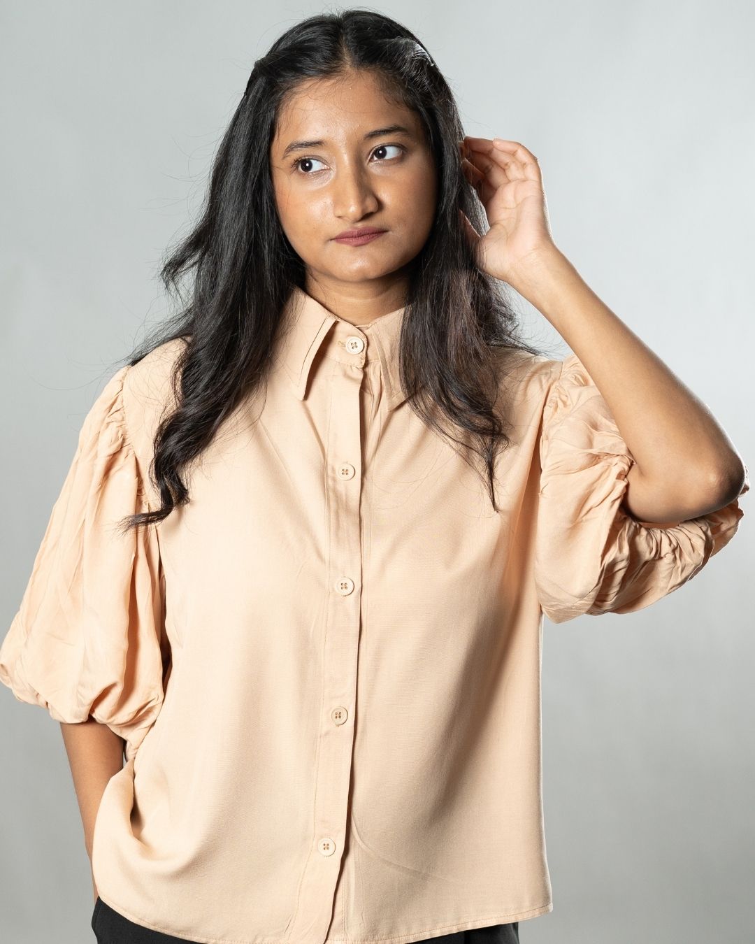 Airy Drapes Shirt Top for Women – Sunset