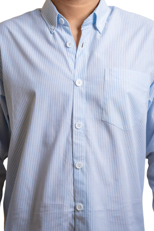 Load image 1 in gallery view. AirLight Button-down Shirts – Light Blue Stripes