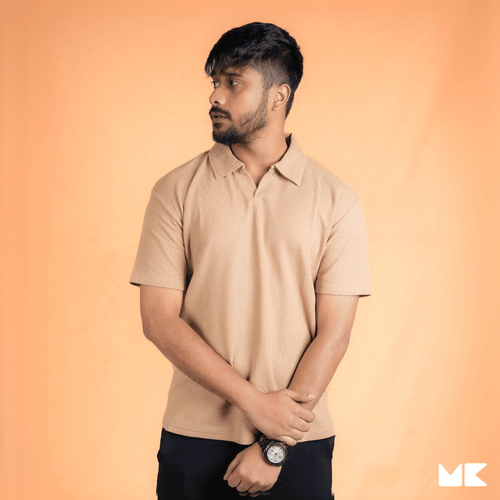 Load image 1 in gallery view. Waffle Fabric Polo T-Shirts for Men and Women | Unisex | Stylish and Comfortable | Mad Koffee Fashion Upgrade your wardrobe with our unisex waffle fabric polo t-shirts. Made from premium waffle-textured fabric, these polo tees offer a breathable fit and a sleek, versatile look, perfect for any casual or semi-formal setting.