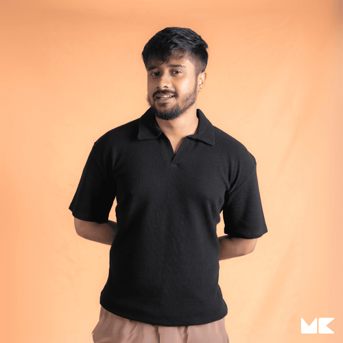 Load image 1 in gallery view. Waffle Fabric Polo T-Shirts for Men and Women | Unisex | Stylish and Comfortable | Mad Koffee Fashion Upgrade your wardrobe with our unisex waffle fabric polo t-shirts. Made from premium waffle-textured fabric, these polo tees offer a breathable fit and a sleek, versatile look, perfect for any casual or semi-formal setting.