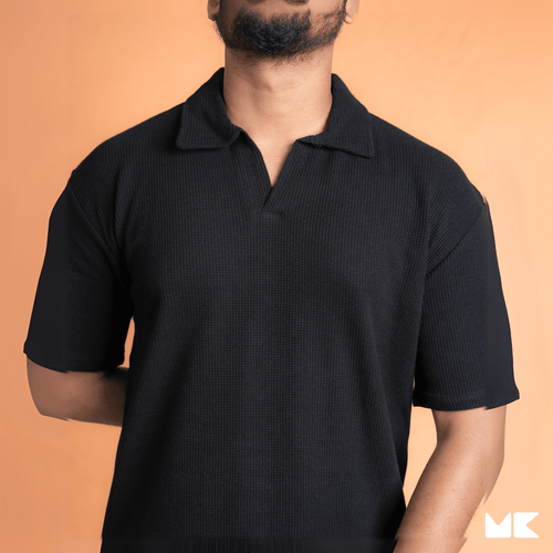 Load image 1 in gallery view. Waffle Fabric Polo T-Shirts for Men and Women | Unisex | Stylish and Comfortable | Mad Koffee Fashion Upgrade your wardrobe with our unisex waffle fabric polo t-shirts. Made from premium waffle-textured fabric, these polo tees offer a breathable fit and a sleek, versatile look, perfect for any casual or semi-formal setting.