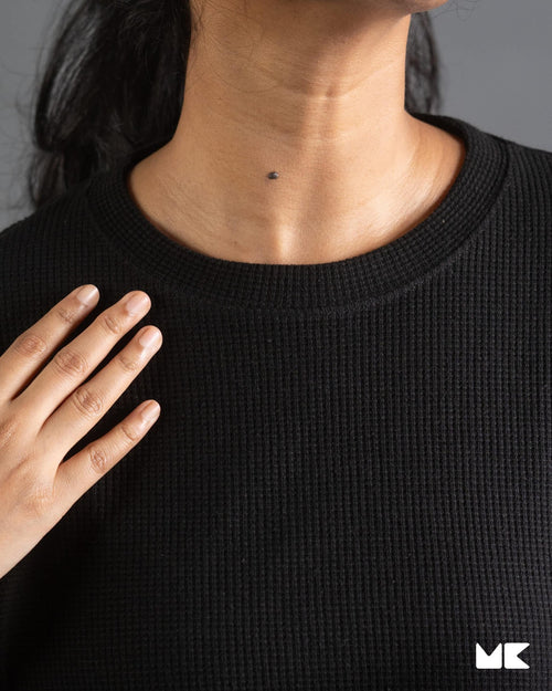 Load image 1 in gallery view. Waffle Fabric Girls' Crop Top | Stylish and Comfortable | Mad Koffee Fashion Elevate your style with our waffle fabric girls' crop tops. Made from premium waffle-textured fabric, these tops offer a trendy, breathable fit, perfect for casual outings or pairing with your favorite high-waisted jeans.