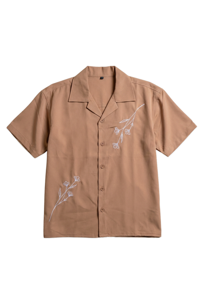 Embroidery Cuban Shirts — Caramel Dust