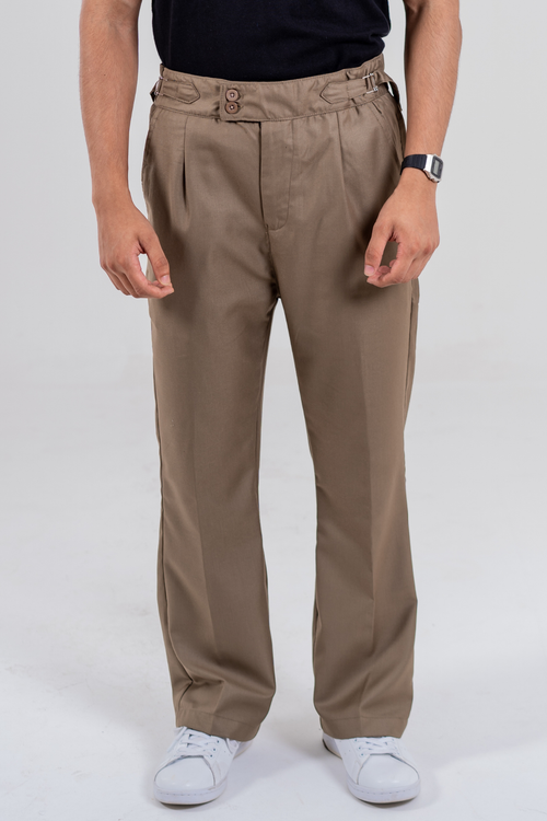Load image 1 in gallery view. Relaxed Fit Bootcut Gurkha Pants - Walnut Brown
