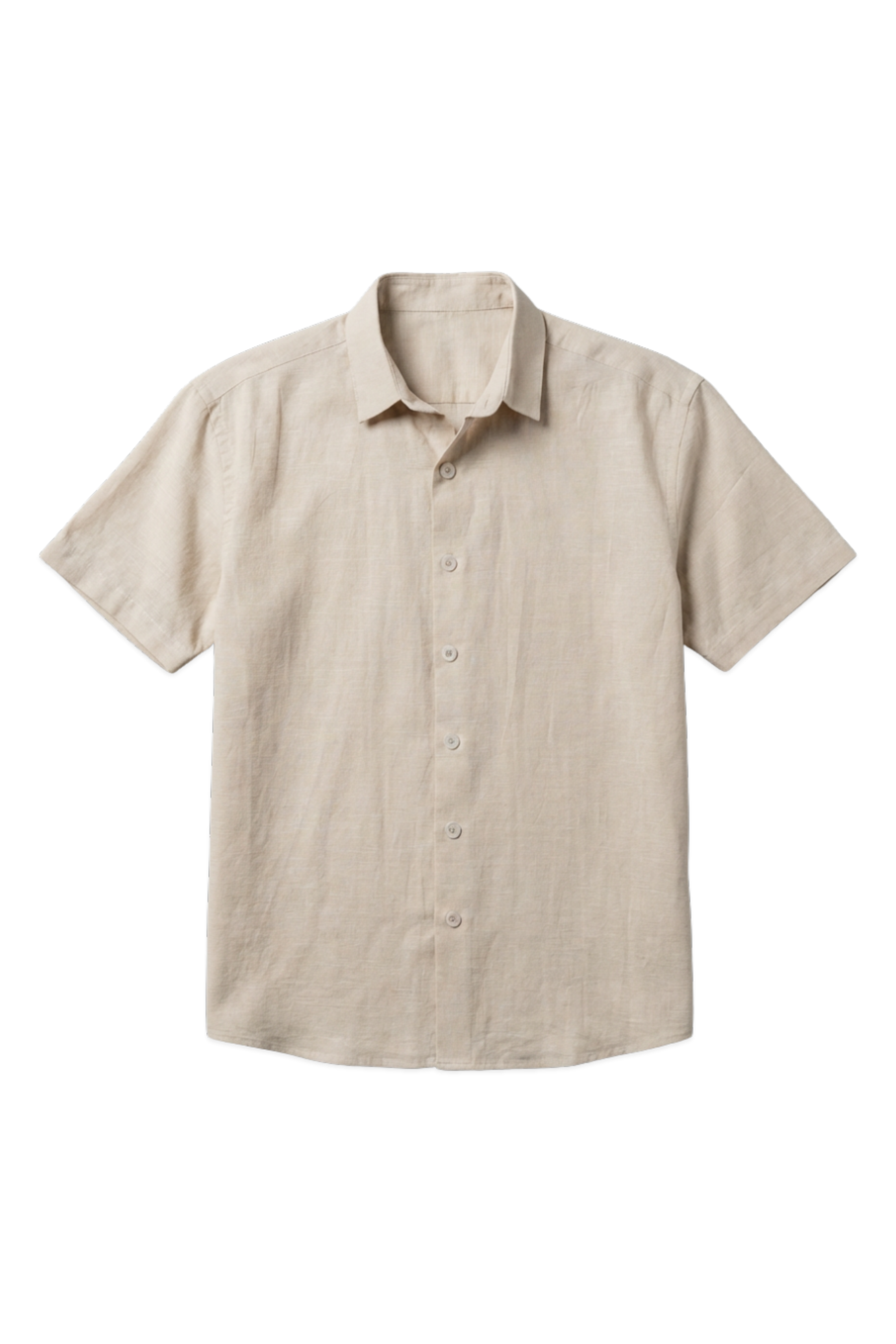Linen Box Fit Oversized Half Sleeve Shirt — Vanilla Dust