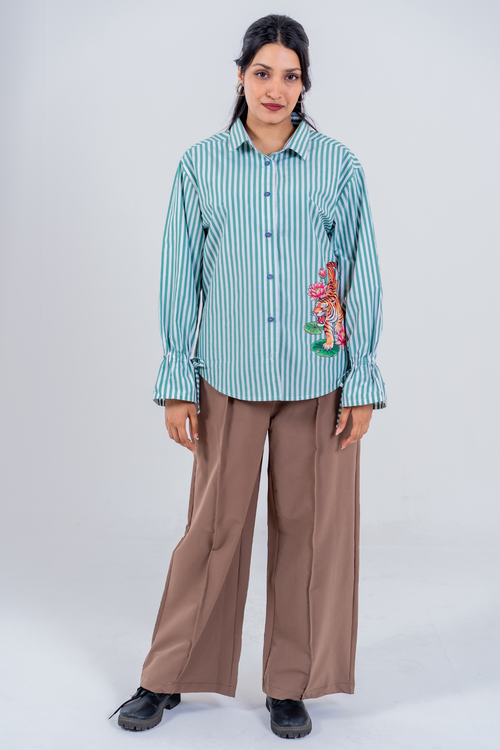 Load image 1 in gallery view. The Lotus Tiger Striped Shirt