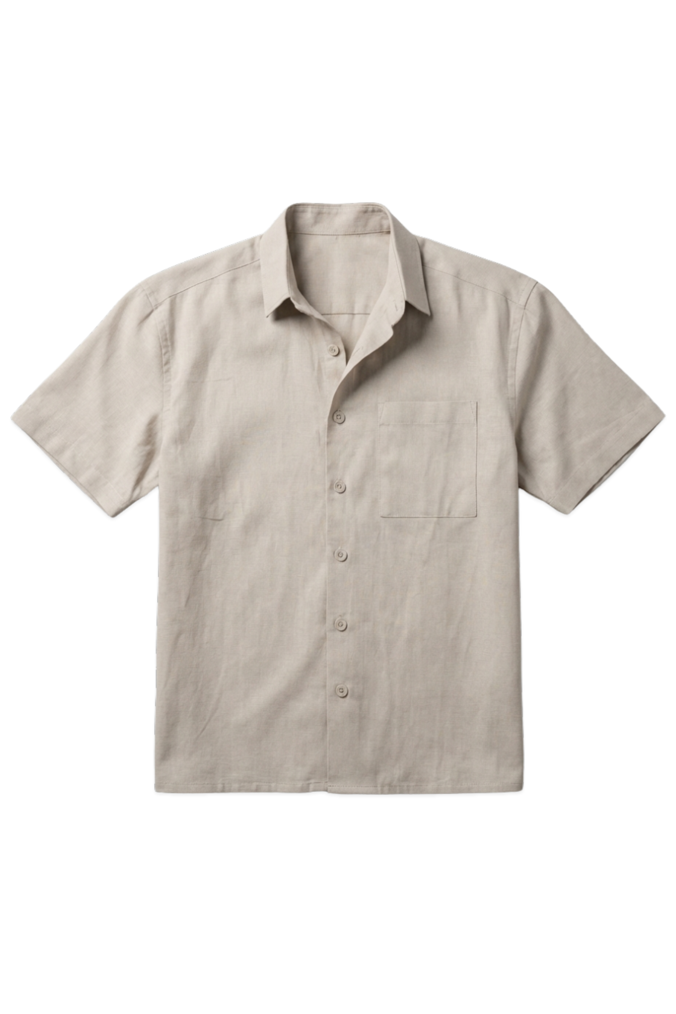 Linen Box Fit Oversized Half Sleeve Shirt — Light Beige