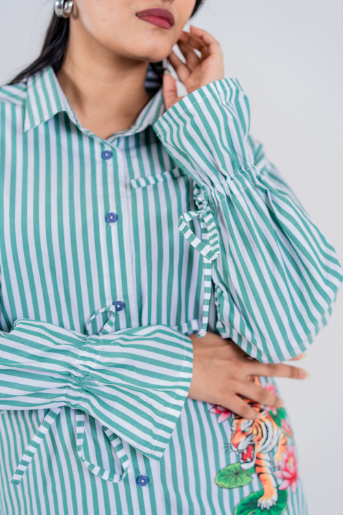 Load image 1 in gallery view. The Lotus Tiger Striped Shirt