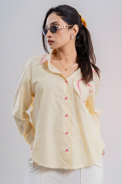 Load image 1 in gallery view. Butter & Blush Sweetheart Striped Shirt