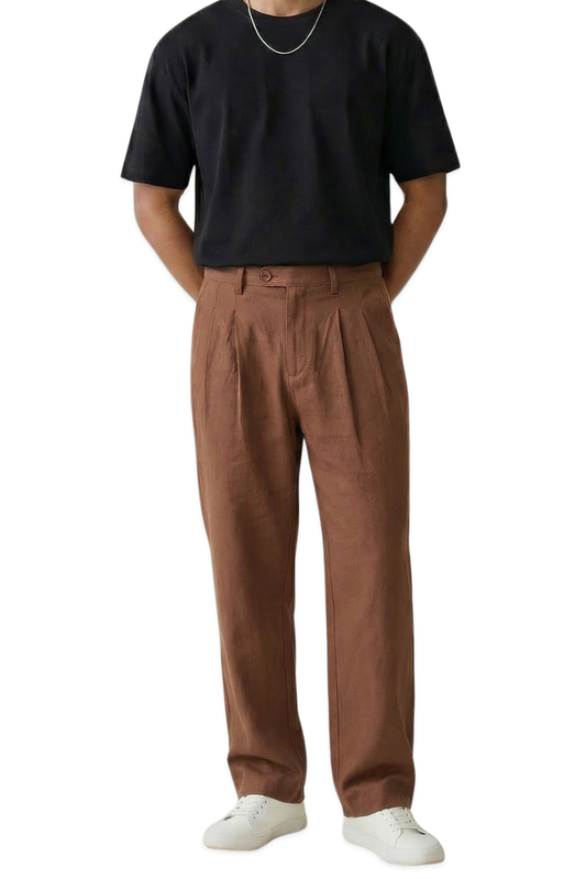 Linen Relaxed Fit Pant – Chocolate Brown